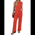 thumbnail image 3 of Conjuntos de 2 Piezas para Mujer, Chaleco, Cuello Redondo, Sin Mangas, Conjuntos Casuales, Pantalones de Pierna , Trajes. Color Naranja S, 3 of 8