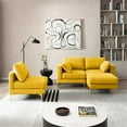 thumbnail image 3 of Sectional L-Shaped Couch, 3 Seater Sofa with 2 Pillows and Reversible Ottoman, Modern Linen Fabric Couch for Living Room Apartment Small Space, Yellow, 3 of 7