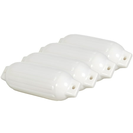 Best Choice Products Set of 4 27in Ribbed Marine Vinyl Boat Fender Bumper Dock Shield Protection - White