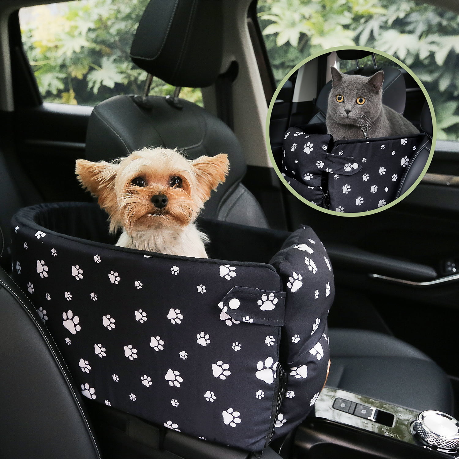 Dog Car Seat Cover Pet Car Booster Seat Waterproof Cat Seat Protector Travel Carrier Bag for Small Dogs Cats Puppy with Safety Leash Pet Dog Car Supplies 