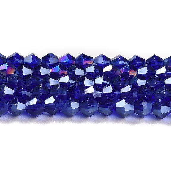 10strands Transparent Electroplate Glass Beads Strands AB color Faceted Bicone Dark Blue 3.5~3.8mm about about 107~110pcs/strand 32.5~34cm