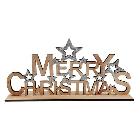 

Merry Christmas Wooden Figurine Christmas Tabletop Ornament Festival Decoration