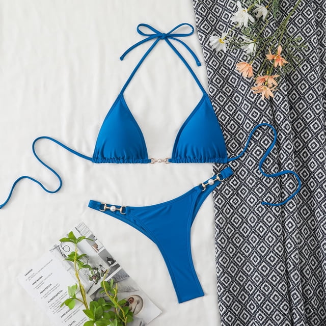 Traje de baño de 2 piezas para mujer, trajes de baño para mujer, bikini de cintura alta con cordón ajustable, traje de baño dividido para mujer