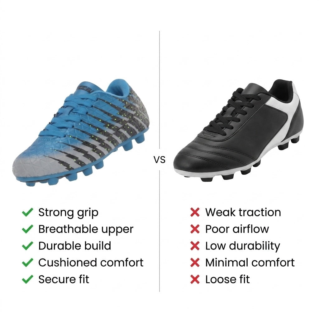 Vizari Bolt Firm Ground Soccer Cleats for Kids – Durable, Comfortable, and Stylish Boys and Girls Soccer Shoes with Traction - Blue/Black/Silver, 3
