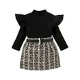 thumbnail image 3 of Gyratedream Kids Toddler Baby Girl Fall Outfit Ruffle Long Sleeve Knit Blouse Pullover Top Mini Skirt with Belt Clothes, 3 of 9