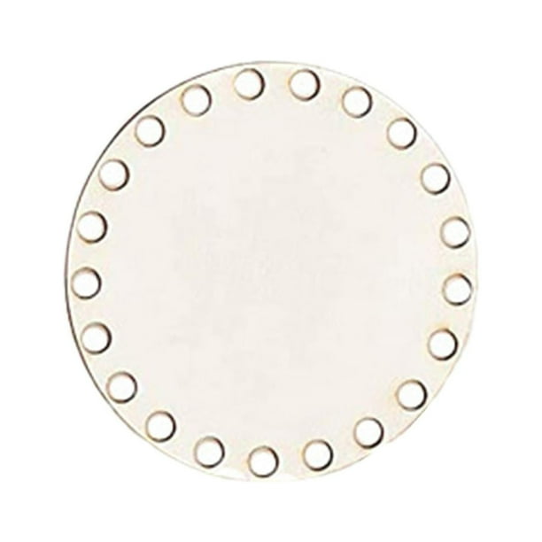 Parte inferior, cesta de crochet en blanco, base de madera para suministros de tejido de cestas de bricolaje. 15cm