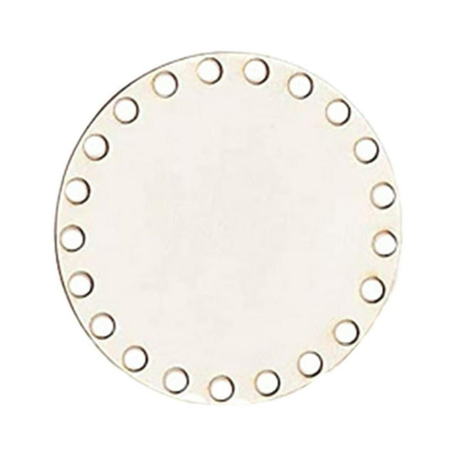veasfak Panier au Crochet Panier en Bois Fond Point de Croix Sculpté Rond Cercle Tissé à la Main pour 10cm