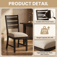 thumbnail image 3 of COLAMY SERA Solid Wood Dining Chair Set of 2 with Fabric Upholstered Cushion, Ladder Back Farmhouse Kitchen Chair, Modern Two-Tone Chair for Home and Restaurant, Black, 3 of 8