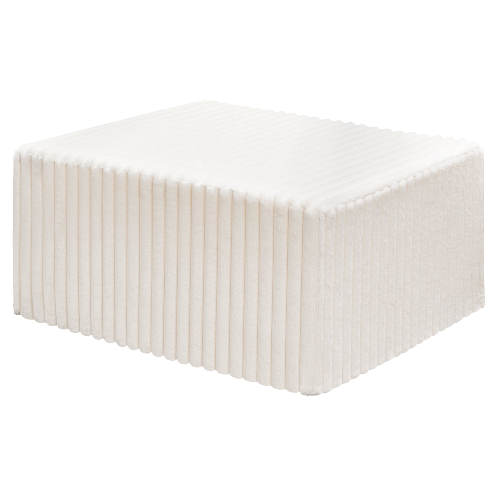 Hobestluk Rectangle Ottoman Memory Foam Footrest for Couch with Removable Cover Large Floor Seating for Adults Ottoman Coffee Table for Living Room, Bedroom or Office (STRIP WHITE, Footrest)