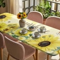 thumbnail image 3 of Sunflowers Table Cloths for 8 Foot Rectangle Tables, Spring Botanical Watercolor Blossom Flowers Patio Waterproof Elastic Fitted Tablecloths, Washable Rectangular Table Cover for Camping, 3 of 8