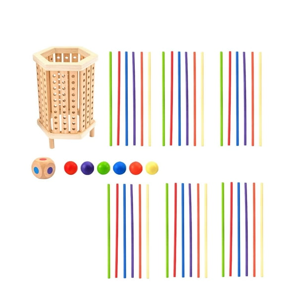 Juguete de palo para tirar para niños, juego de mesa interactivo para niños, juguete educativo de madera Hexágono