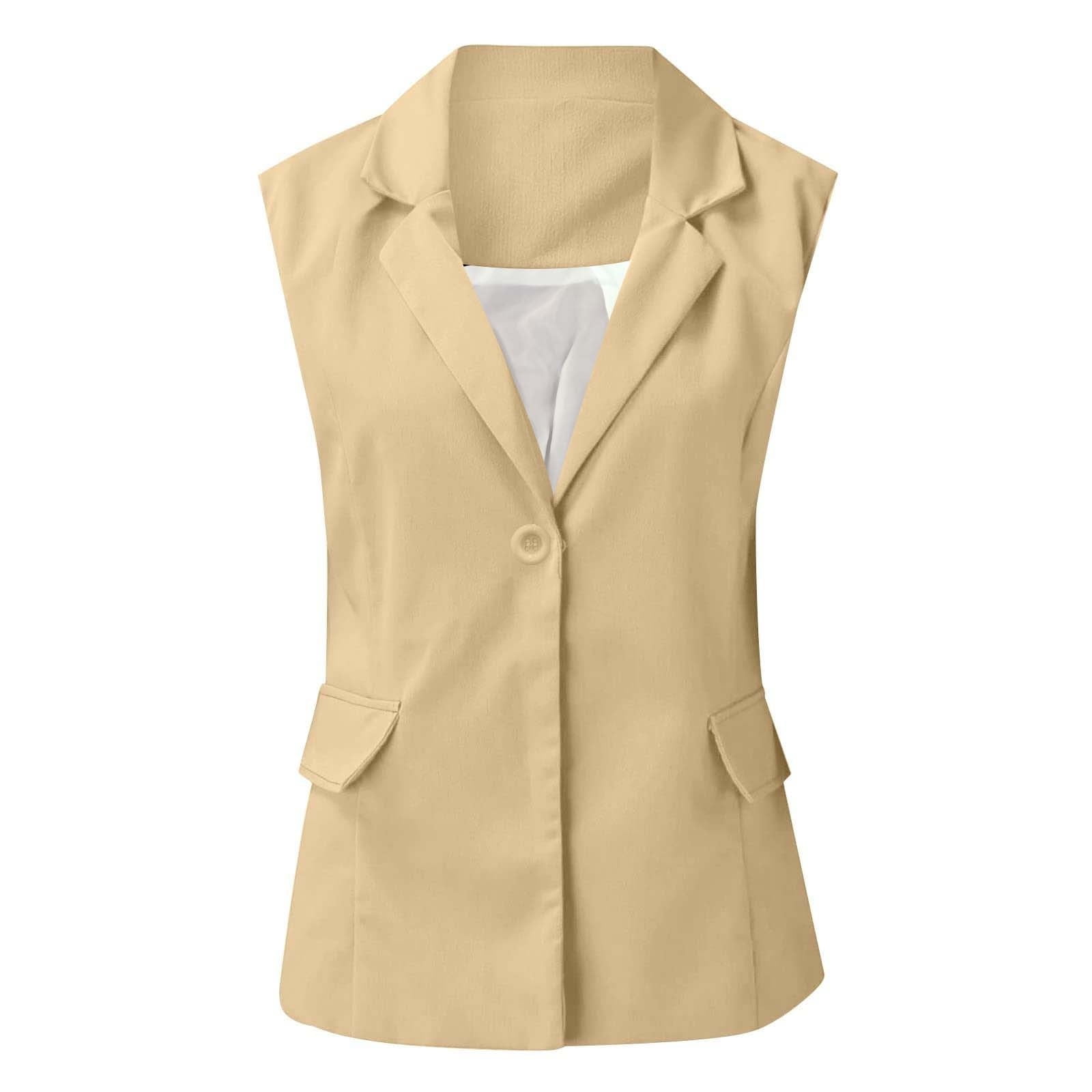 RYRJJ Women's Business Casual Blazer Vest Fashion Sleeveless Open Front Work Office Cardigan Vest Jacket with Pockets(Beige,XL) RYRJJ Women's Business Casual Blazer Vest Fashion Sleeveless Open Front Work Office Cardigan Vest Jacket with Pockets(Beige,XL)