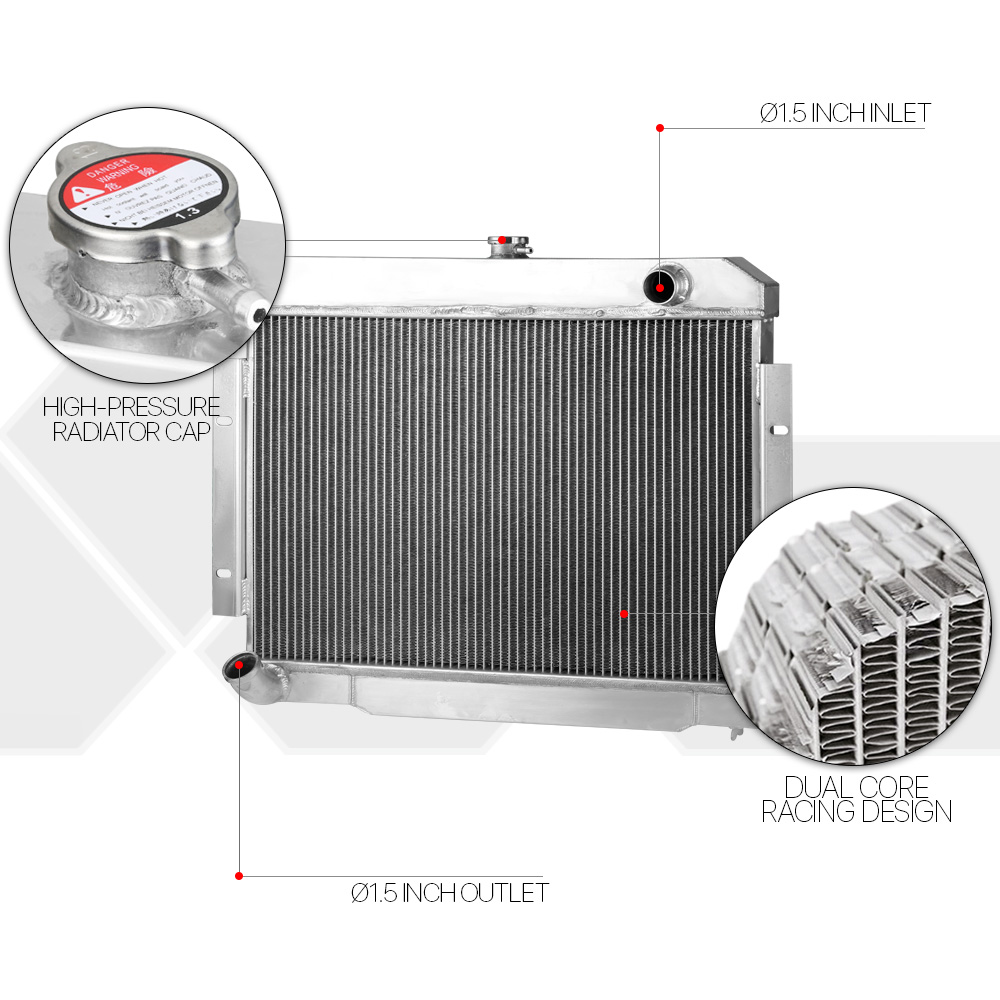 Aluminum 3 Row Core Performance Radiator for 72-86 Jeep CJ5//CJ6//CJ7 CJ Manual MT