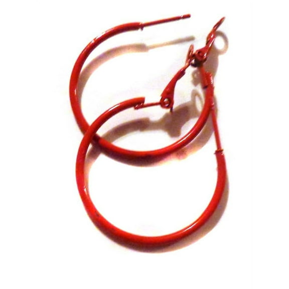 Small Red Hoop Earrings Simple thin 1.25 inch Hoop Earrings