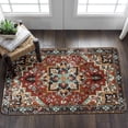 thumbnail image 3 of xianlin-Collection Traditional Oriental Area Rug - 2’ X 3’ Faux Wool Non-Slip Distressed Vintage Area Rug Small Accent Throw Rugs Floor Carpet for Door Mat Entryway Bedrooms Decor (2’ X 3’, Red), 3 of 4