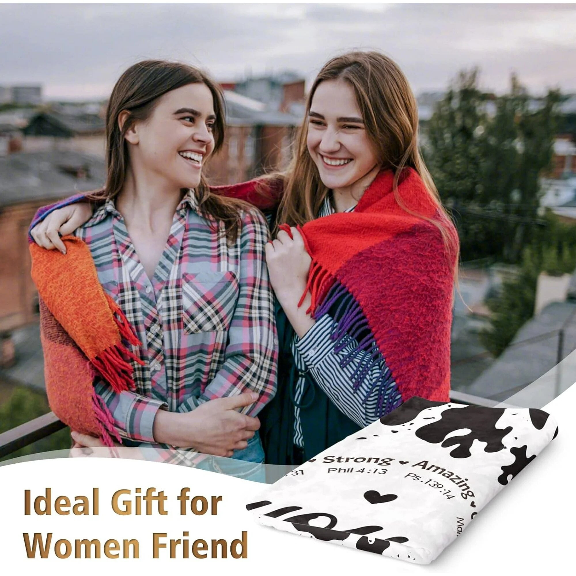 NICKSUN Bible Verse and Cow Print Blanket, Cow Gifts for Women, Inspirational Christian Gifts for Women Girls, Mothers Day Birthday Wedding Christmas Gifts, Soft Flannel Blanket 50'' x 60''