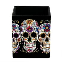ERJLKXP Small Pen & Pencil Holder for Desk Organization,Sugar Skull Mexico Desktop Stationery Storage for Office Supplies and Makeup Brush Organizer
