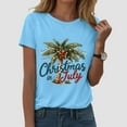 thumbnail image 4 of Drie Women's T Shirts Short Sleeve Tees Cute Graphic Loose Summer Tops Christmas Graphic T Shirts Sky Blue,M, 4 of 5