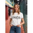 thumbnail image 2 of Women Christian T-Shirt Cross and Created with a Purpose Graphic Shirt Casual Loose Short Sleeve Crew Neck Top, 2 of 6