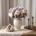 thumbnail image 2 of JHyouerji Faux Peony Rose Artificial Flower Bouquet 13x2 Inch Lavender Plastic Floral Stem for Wedding Table Home Vase Decor, 2 of 7