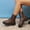 Brown, variant on Women's Combat Boots Lace-up Winter Boots Fashion Winter Riding Booties Waterproof Womens Snow Boots White 6(37)