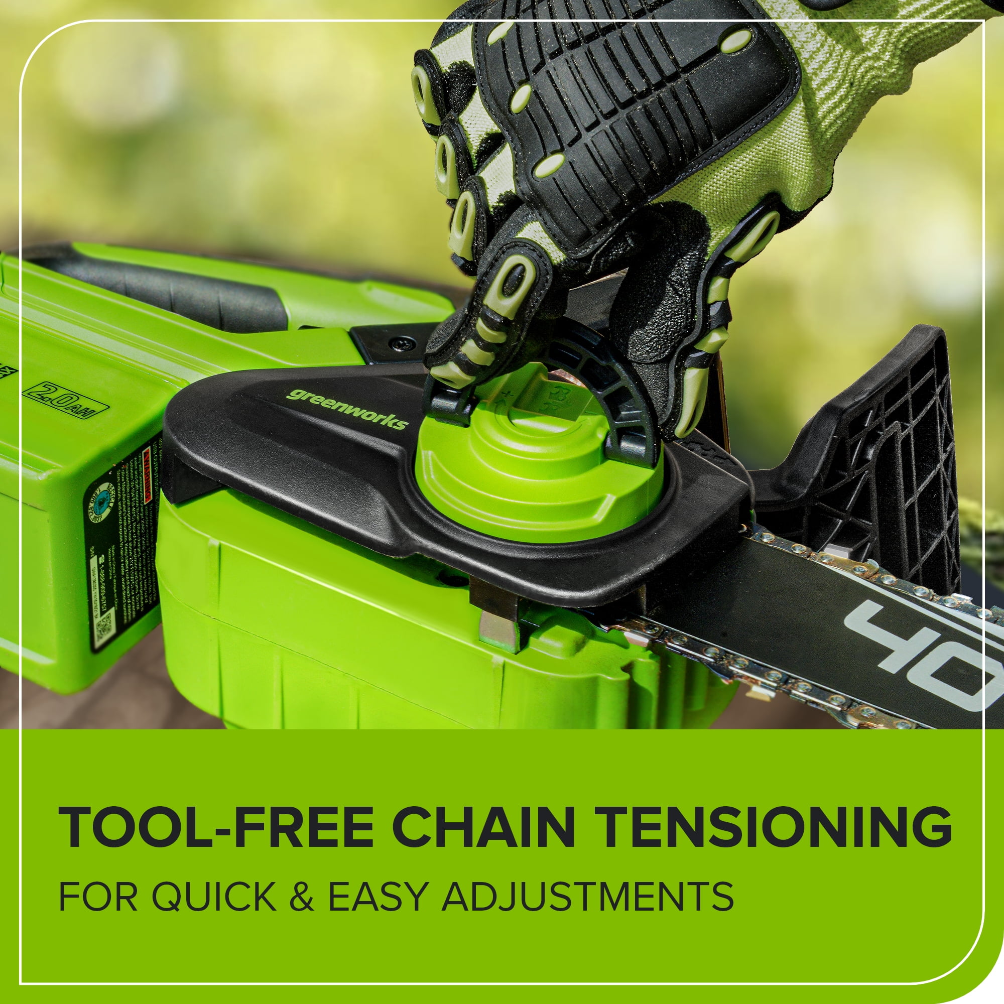 Greenworks 40V 12-inch Chainsaw, 2.0Ah Usb Battery and Charger