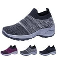 thumbnail image 4 of TIREOW Women's Walking Slip On Shoes Sock Breathable Knitted Sneakers - Mesh Air Cushion Lady Girls Modern Jazz Dance Easy Shoes Platform Loafers Footwear, 4 of 8