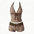 thumbnail image 6 of Y2k Vintage 2 Pieces Bikini Set Coquette Halter Tankini Top with Shorts Whimsy Polka Dot Beach Swimsuit Vacation Outfit Brown XL, 6 of 6