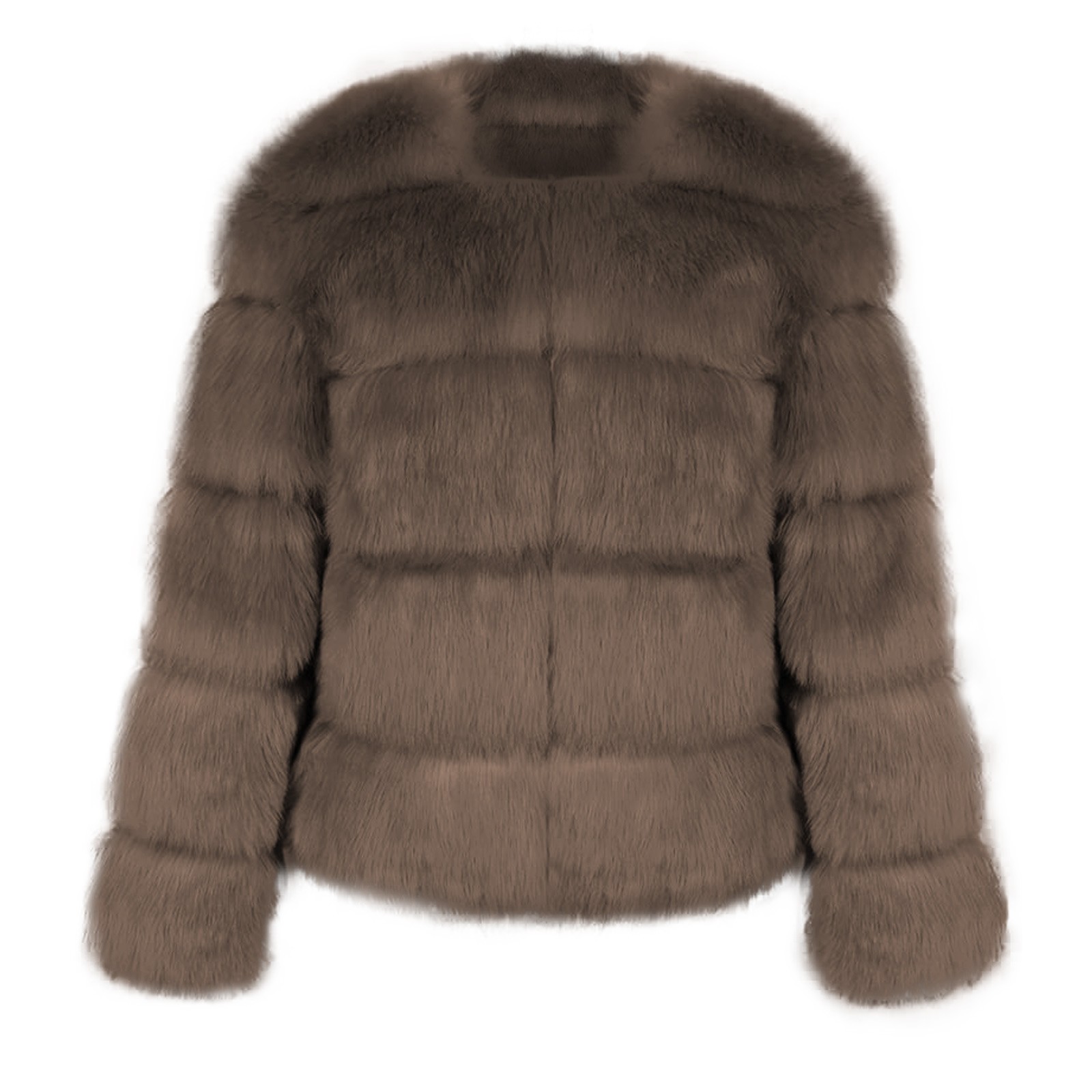 Yigetop Fur Coats for Women European and American Wool Imitation Jacket Women's Short Long Sleeve Faux Leather Coat Faux Fur Jacket Women Coffee L