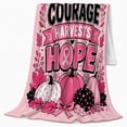 thumbnail image 2 of Breast Cancer Awareness Pumpkin, Festive autumn celebration Scene, Warm Flannel Blanket for Living Room and Reading Nook with Detailed Artwork, Art Lovers autumn celebration Gift, Festive Home Decor, 2 of 9
