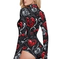thumbnail image 4 of joogoo Valentines Hearts Flowers Women's Mock Turtle Neck Long Sleeve Bodysuit XL, 4 of 8