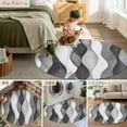 thumbnail image 6 of 3ft Round Rug, Gray Stripes Non-Skid Rubber Backing Large Area Rugs - Living Room Bedroom Home Office, Vintage Farmhouse Greyish Ripple Pattern Indoor Floor Mat Carpets Washable Rug, 6 of 9