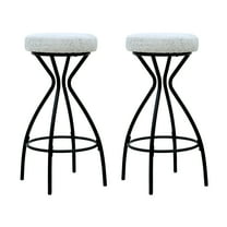 29'' Floral Print Bar Stools Set of 2 with Footrest, Black & White