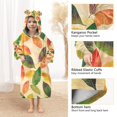 thumbnail image 3 of FORMRS Wearable Blanket Hoodie with Sleeves for Kids Cozy Flannel Sweatshirt, Green Retro Autumn Leaves, 3 of 7
