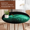 thumbnail image 4 of Green Fruit Round Tablecloth, Fitted Table Cover with Elastic for 55"-60" Round Tables, Modern Minimalist Decor Black Background Table Cloth Outdoor Indoor Dinning Party Waterproof Tablecloths, 4 of 7