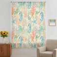 thumbnail image 2 of Teal Red Coastal Sheer Curtains 108" Extra Long, Nautical Seahorse Beach Coral Starfish Beige Light Filering Curtains, Privacy Drapes Simi Floor to Veiling Curtain for Living Room Window Treatment, 2 of 9