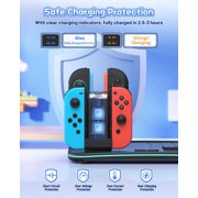 Charging Dock for Switch 2/1, Switch Cooling Fan for Nintendo Switch 2/1/OLED, Storage Stand for JoyCon 2/1 with 12 Card Slots, Controller/Headset Holder, 9 RGB Modes