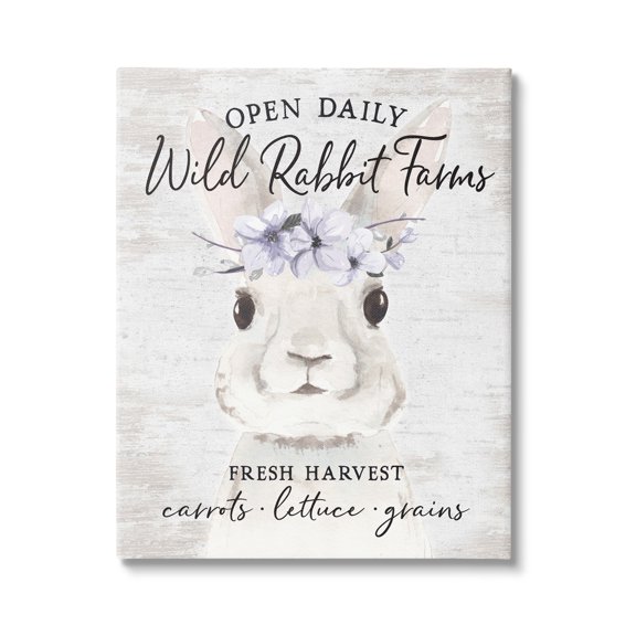 Wild Rabbit Farms Weathered Floral Crown Sign Animals & Insects Graphic Art Gallery-Wrapped Canvas Print Wall Art