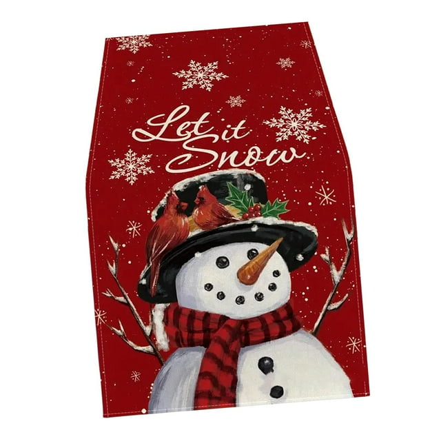 Camino de mesa navideño Let It Snow Decoración de mesa navideña Decoración navideña rojo