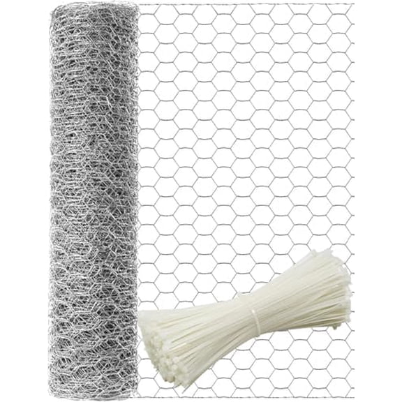 Chicken Wire 16'' x 190''/16ft(40cm x 5m), Outdoor Anti-Rust Hexagonal Galvanized Chicken Wire Mesh Fencing to Protect Gardening Plants Vegetables Flowers Fruits from Dogs Rabbits Squirrels