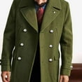 thumbnail image 4 of WREESH Fashion Winter Coat Men'S Casual Solid Color Buttons Pockets Long Sleeve Hoodless Casual Outwear Trench Coat Olive Green, 4 of 6