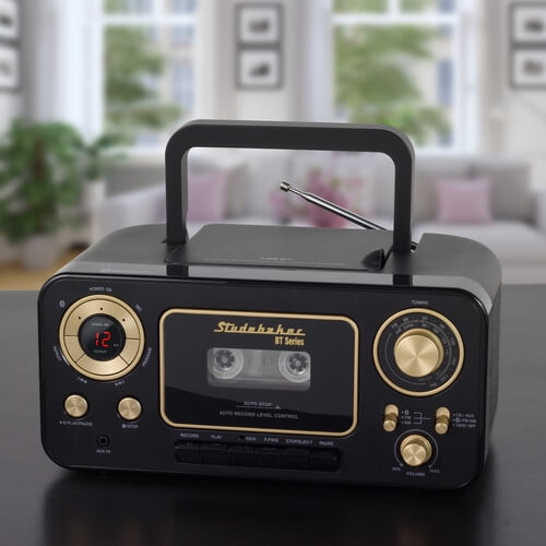 Studebaker SB2135BTBG Bluetooth Portable CD Player Radio and Cassette Player (Black/Gold)  [MISC ACCESSORY]