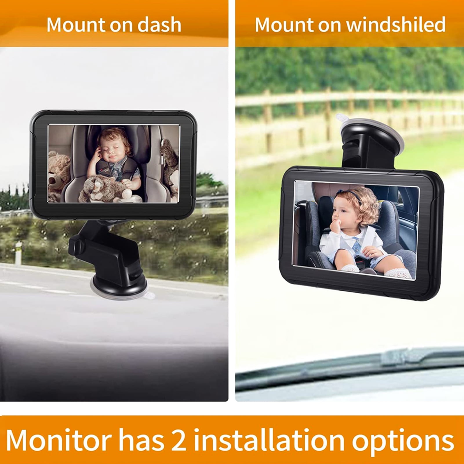 Unbranded Baby Car Monitor with High Resolution 5 Inch Display Camera for Rear Facing Seat 150° Wide View Night Vision Mirror Camera Black