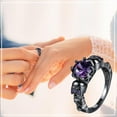 thumbnail image 5 of Couples Rings Copper Inlaid Zircon Women's Skeleton Bands Ring Size Lovers' Ring, 5 of 5