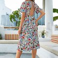thumbnail image 4 of Moda mujer verano sexy casual sin respaldo plisado estampado floral vestido largo Fridja  qw3057, 4 of 4