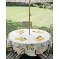 thumbnail image 3 of Outdoor Tablecloth with Umbrella Hole Zipper Lemon Yellow Round Tablecloth 54" Waterproof Outside Table Cloth Modern Country Flower Floral Summer Spring Patio Table Cover Tablecloths for Picnic Party, 3 of 8
