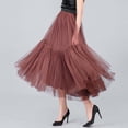 thumbnail image 6 of Riforla Women's A Line Tulle Party Dinner Tutu Skirt Brown Stretchy High Waisted Flared Skirt Womens Skirts Brown One Size, 6 of 6