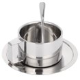 thumbnail image 2 of Juego de cuchara y plato para taza de café, taza de café con aislamiento de doble pared de acero inoxidable 304 con asa, 2 of 8
