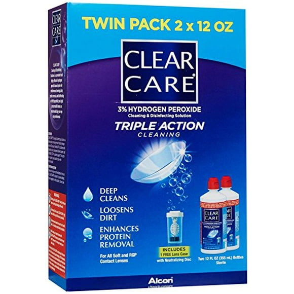 Clear Care Solution de Nettoyage et de Désinfection 12 oz, Double Emballage de Valeur