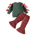 thumbnail image 5 of KEXE Little Girls Letter Sweatshirt With Bows Flare‑Leg Pants, 5 of 8